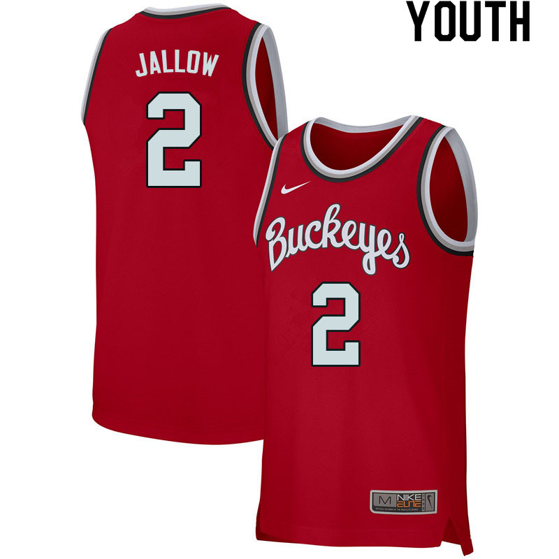Youth #2 Musa Jallow Ohio State Buckeyes College Basketball Jerseys Sale-Retro Scarlet